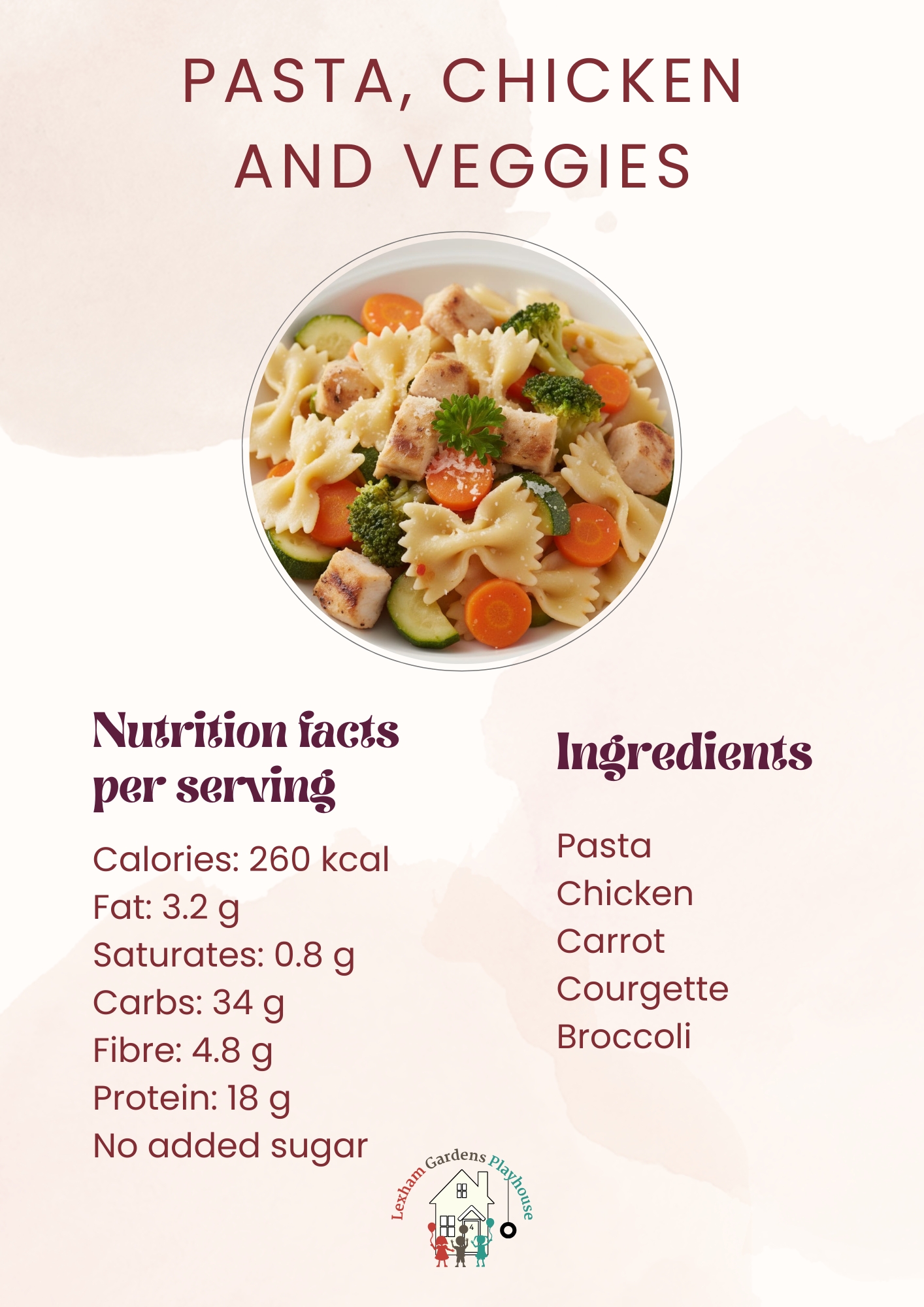 Pasta, chicken and veggies